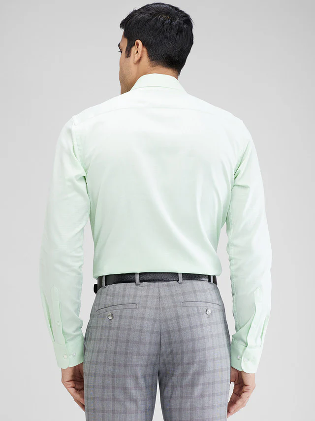 Park Avenue Green Structure Slim Fit Full Sleeve Cotton Shirt - Image 4