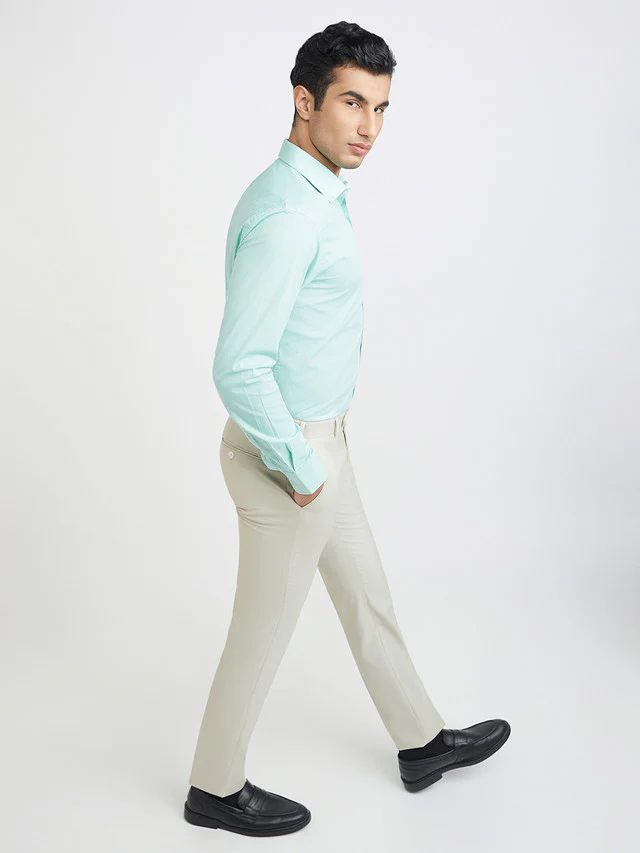 Park Avenue Green Structure Slim Fit Full Sleeve Cotton Shirt - Image 5