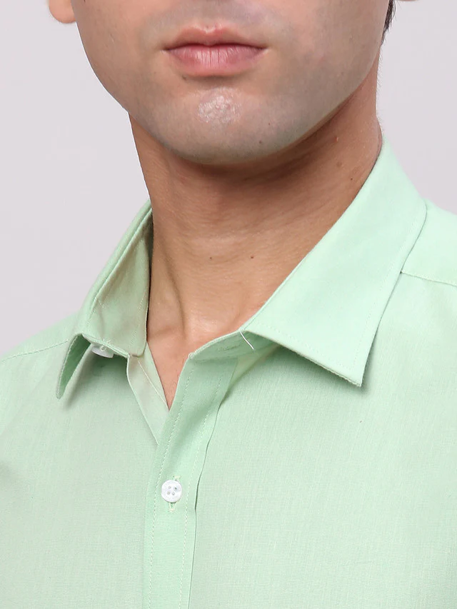 Park Avenue Green Structure Slim Fit Full Sleeve Cotton Shirt - Image 6