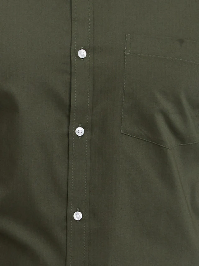 Park Avenue Green Structure Slim Fit Full Sleeve Cotton Shirt - Image 5