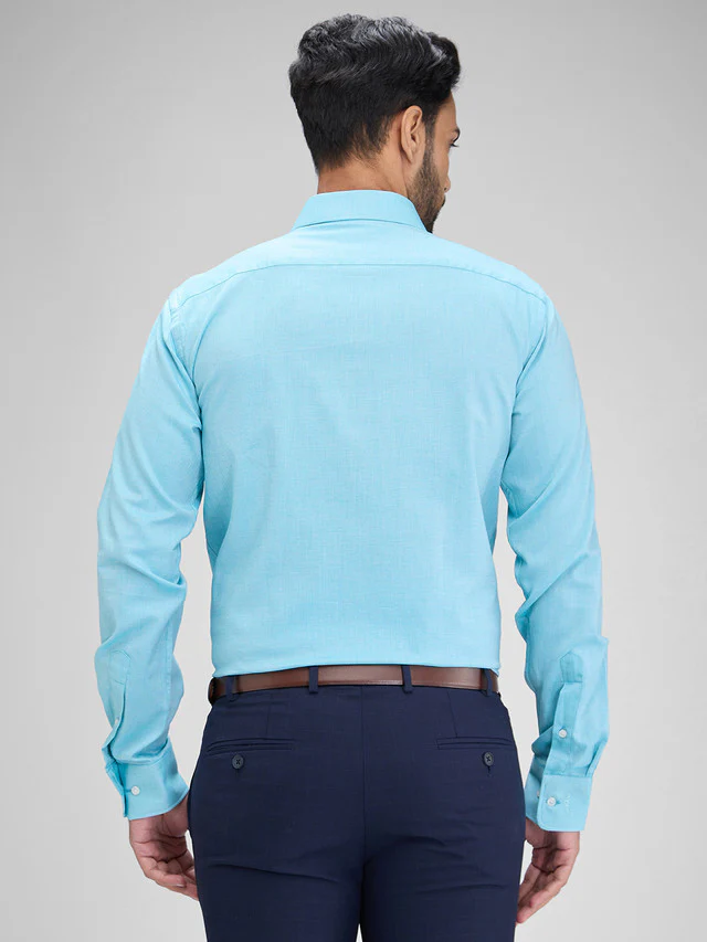 Park Avenue Green Structure Slim Fit Full Sleeve Cotton Shirt - Image 4