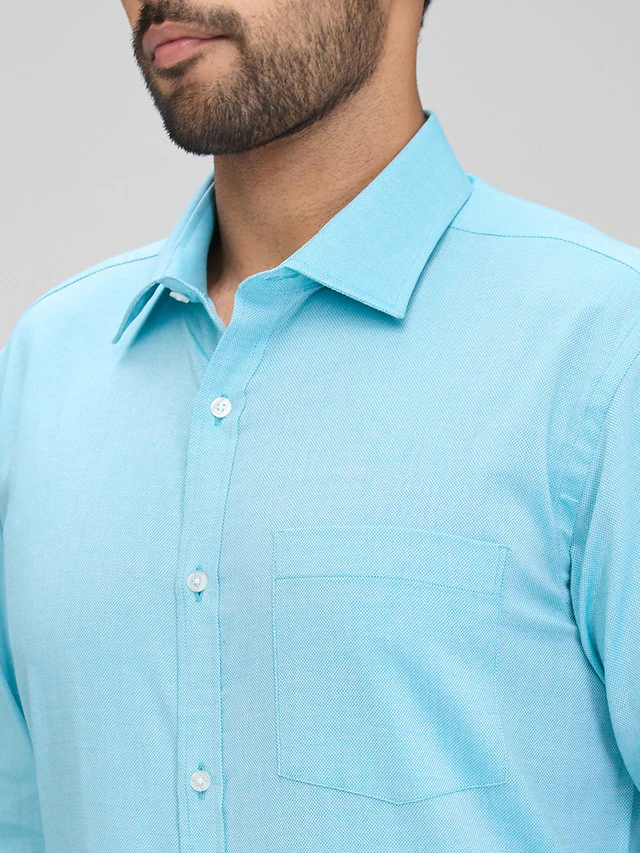 Park Avenue Green Structure Slim Fit Full Sleeve Cotton Shirt - Image 6