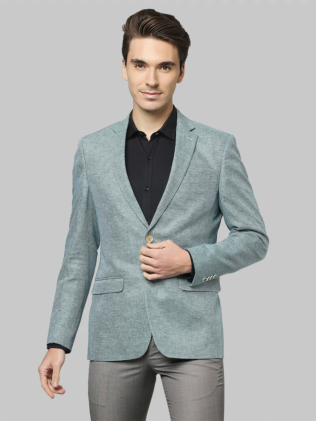 Park Avenue Green Structure Super Slim Fit Linen Blend Blazer