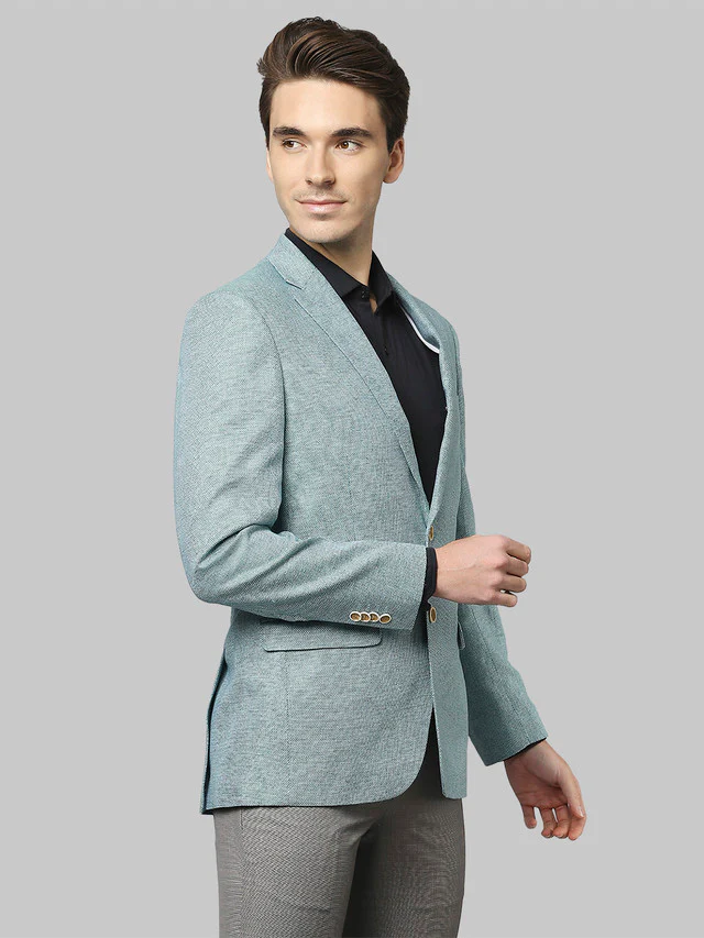 Park Avenue Green Structure Super Slim Fit Linen Blend Blazer - Image 2