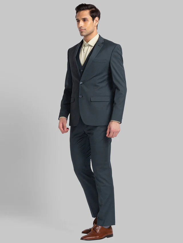 Park Avenue Green Structure Super Slim Fit Polyester Blend Suit - Image 3