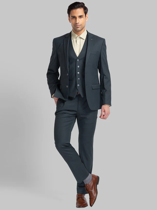 Park Avenue Green Structure Super Slim Fit Polyester Blend Suit - Image 4