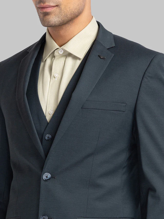 Park Avenue Green Structure Super Slim Fit Polyester Blend Suit - Image 6