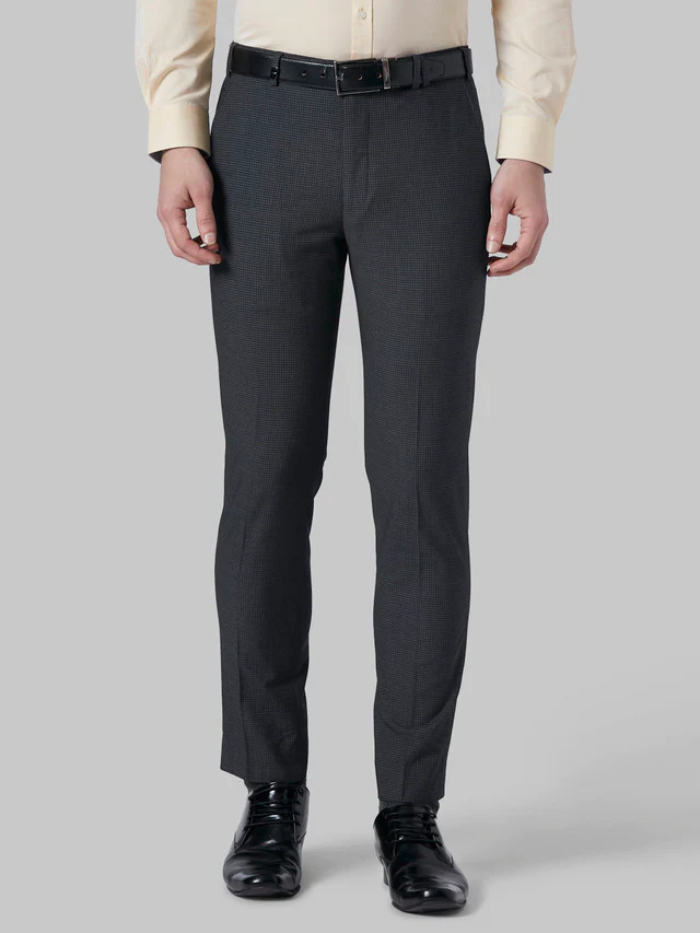 Park Avenue Grey Checks Neo Fit Polyester Blend Trouser