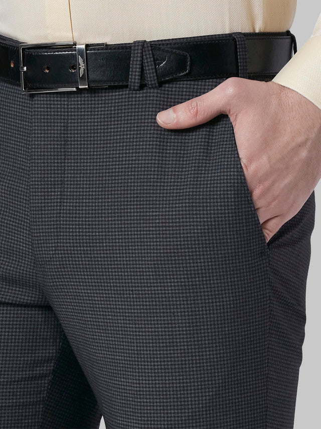 Park Avenue Grey Checks Neo Fit Polyester Blend Trouser - Image 6