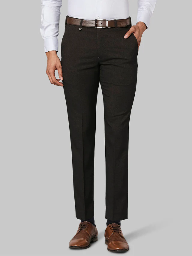 Park Avenue Grey Checks Neo Fit Terylene Blend Trouser