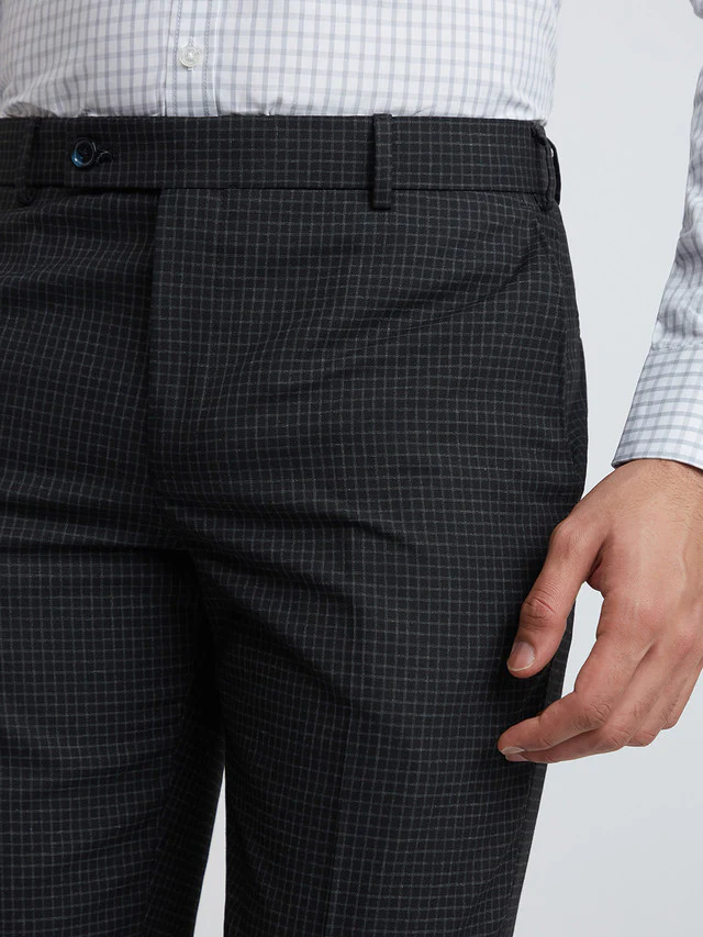 Park Avenue Grey Checks Regular Fit Polyester Blend Trouser - Image 6