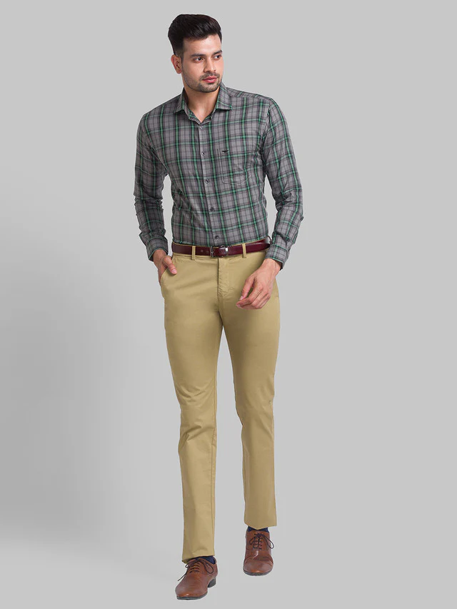 Park Avenue Grey Checks Slim Fit Cotton Casual Shirt - Image 5