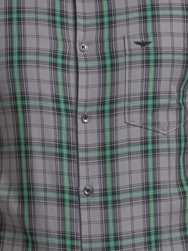 Park Avenue Grey Checks Slim Fit Cotton Casual Shirt - Image 7