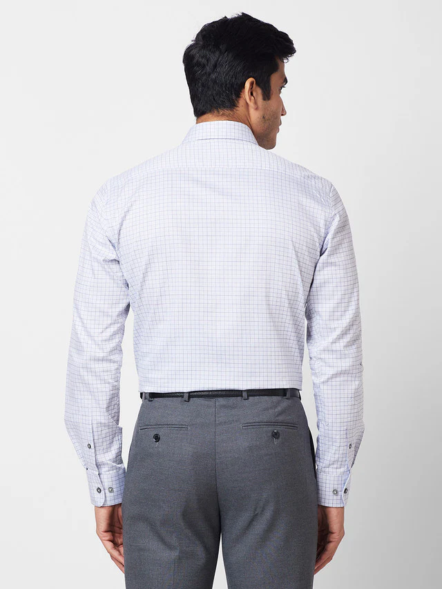 Park Avenue Grey Checks Slim Fit Cotton Formal Shirt - Image 4