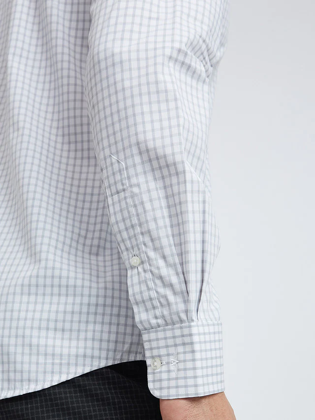 Park Avenue Grey Checks Slim Fit Cotton Formal Shirt - Image 7