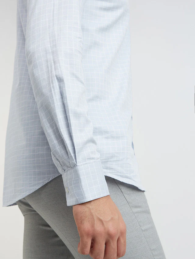 Park Avenue Grey Checks Slim Fit Full Sleeve Cotton Shirt - Image 7
