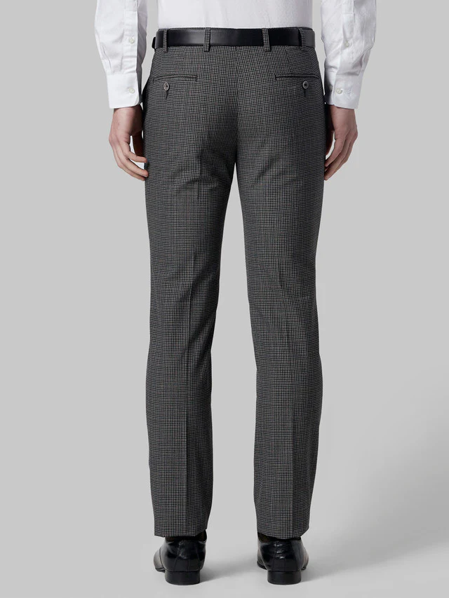 Park Avenue Grey Checks Super Slim Fit Polyester Blend Trouser - Image 4