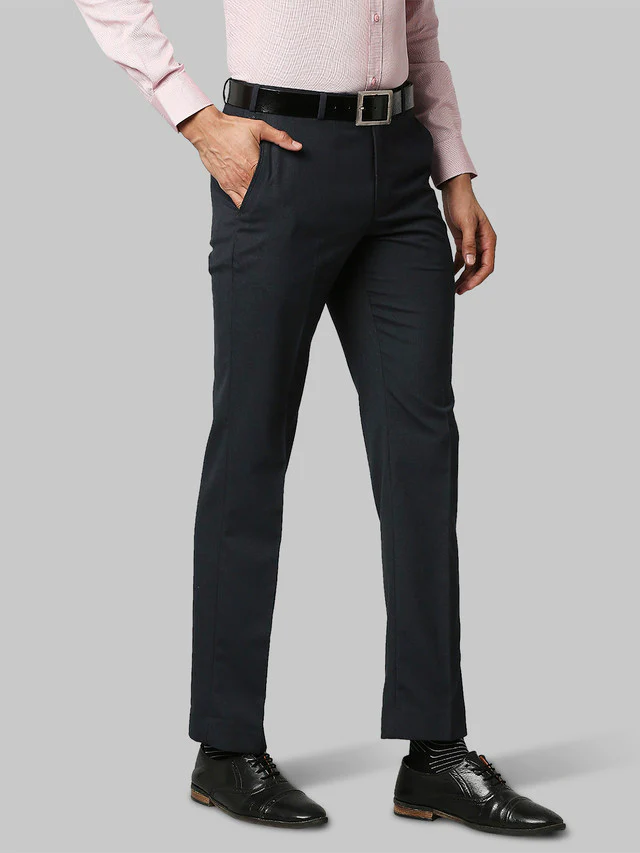Park Avenue Grey Melange Smart Fit Polyester Blend Trouser - Image 2