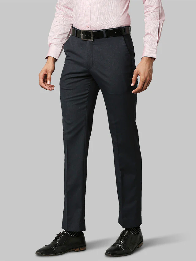 Park Avenue Grey Melange Smart Fit Polyester Blend Trouser - Image 3