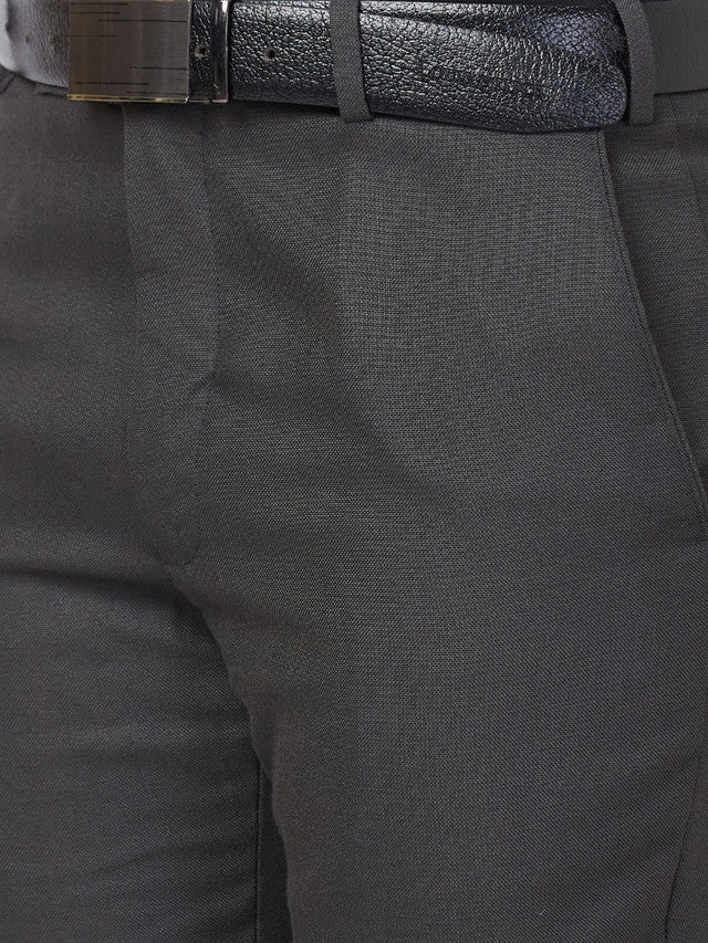 Park Avenue Grey Plain Smart Fit Polyester Blend Trouser - Image 6