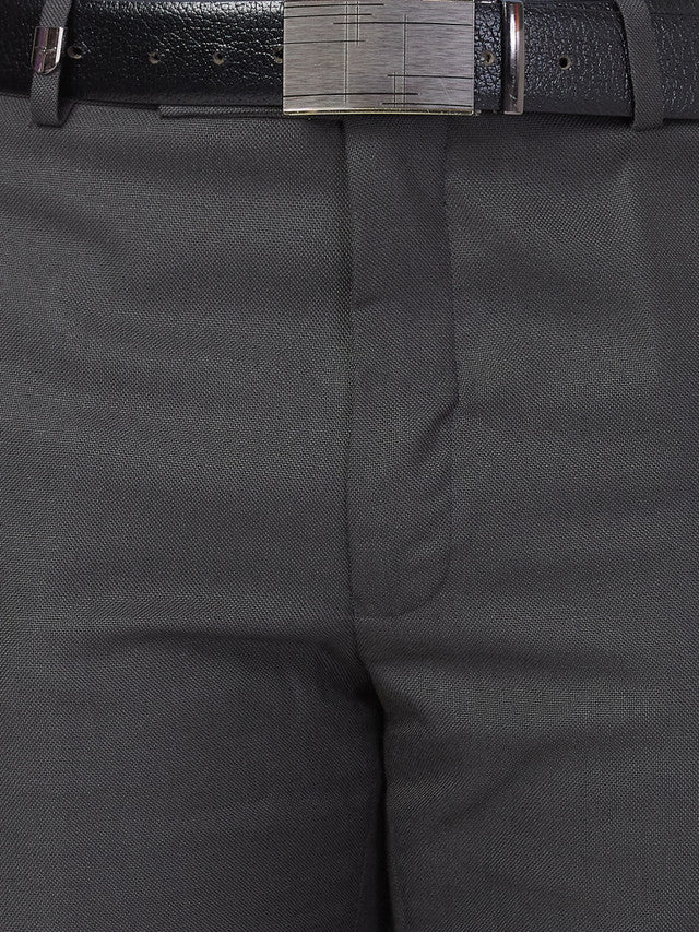 Park Avenue Grey Plain Smart Fit Polyester Blend Trouser - Image 7