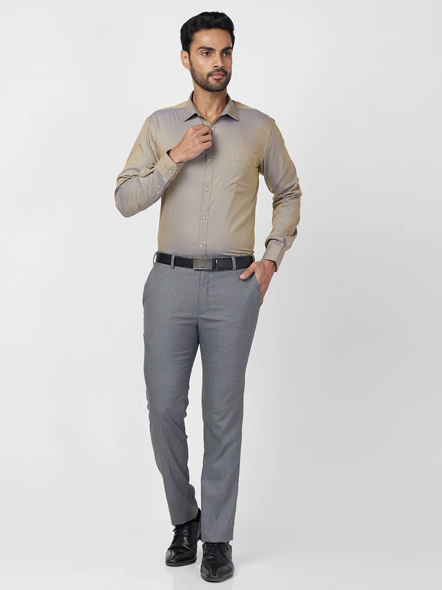 Park Avenue Grey Plain Super Slim Fit Polyester Blend Trouser - Image 5