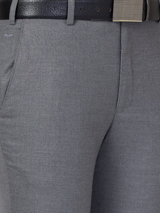 Park Avenue Grey Plain Super Slim Fit Polyester Blend Trouser - Image 6