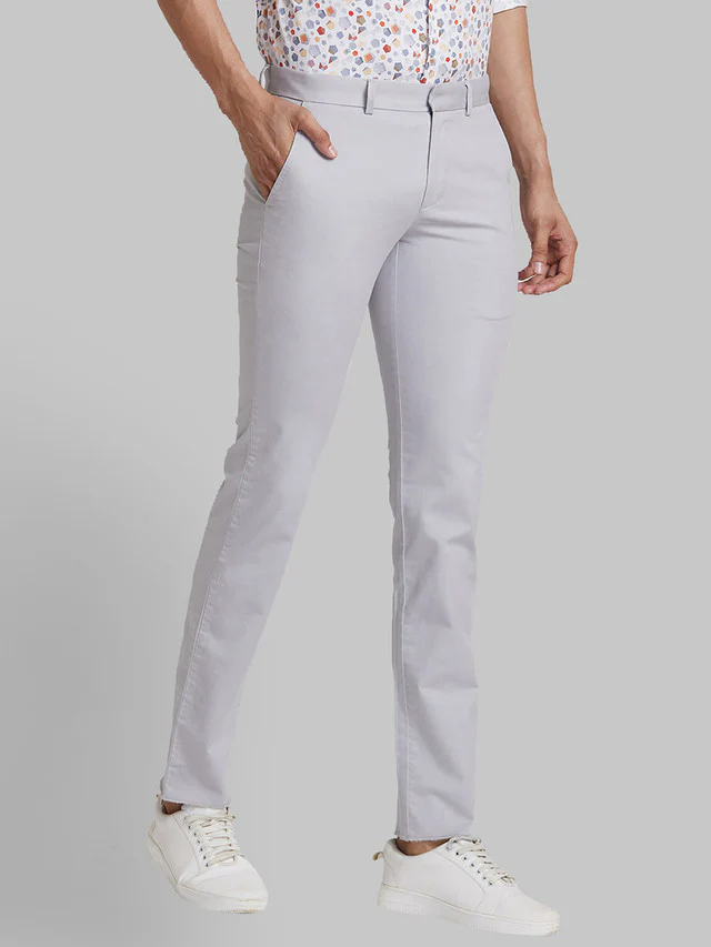 Park Avenue Grey Solid Neo Fit Cotton Blend Trouser - Image 2