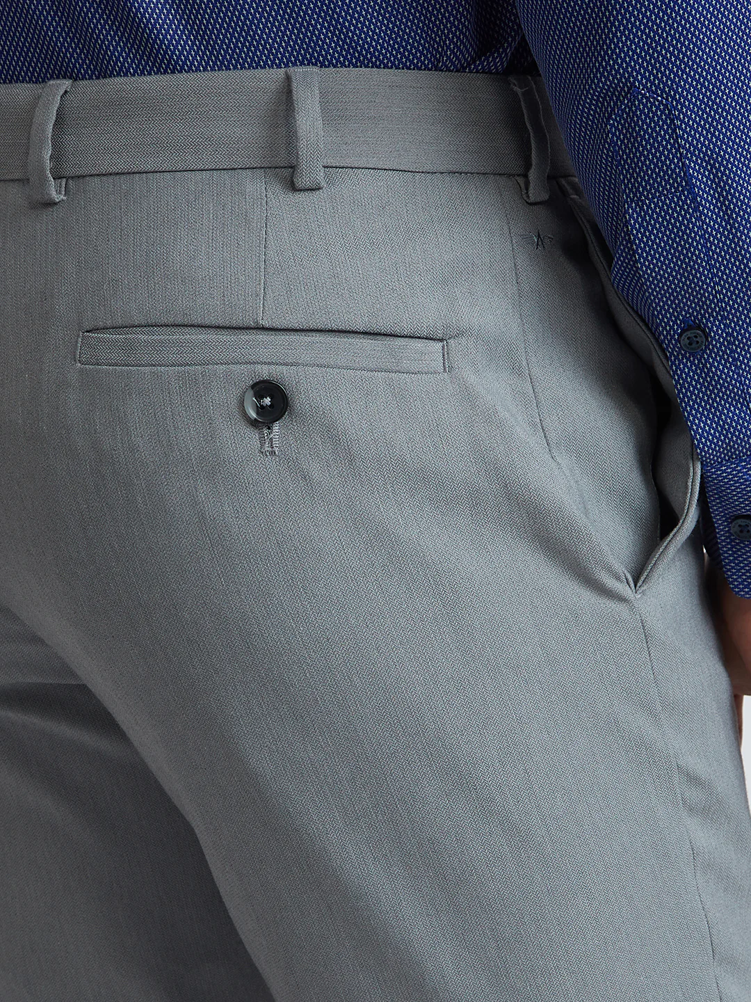 Park Avenue Grey Solid Regular Fit Polyester Blend Trouser - Image 7