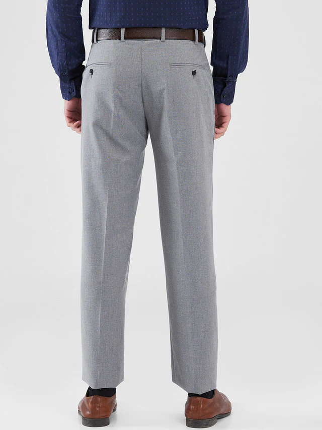 Park Avenue Grey Solid Regular Fit Polyester Blend Trouser - Image 4