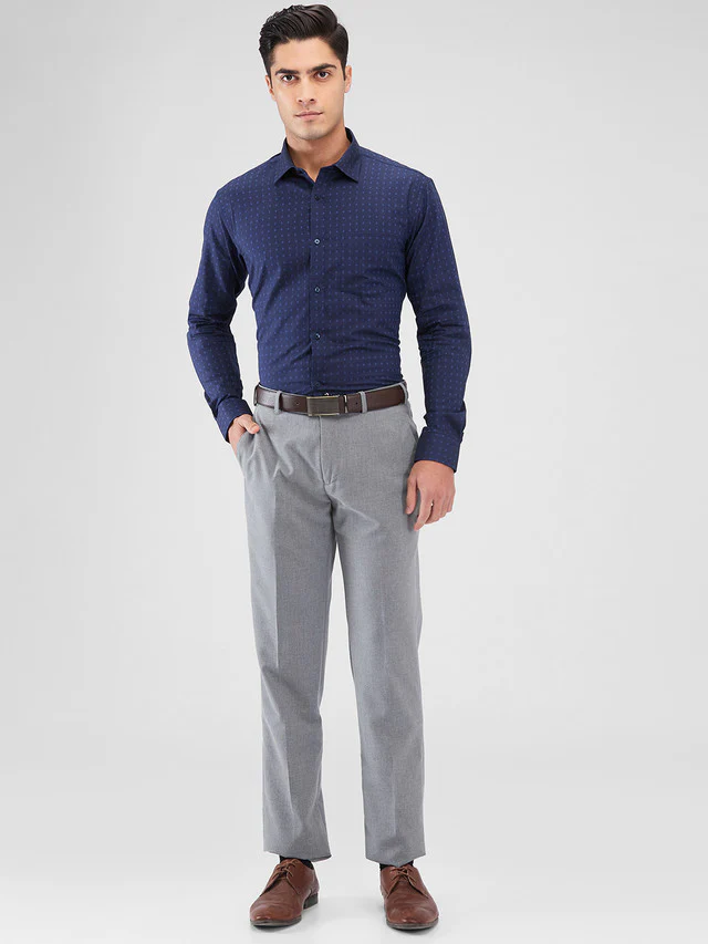 Park Avenue Grey Solid Regular Fit Polyester Blend Trouser - Image 5