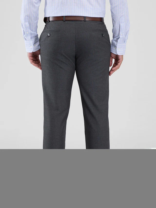 Park Avenue Grey Solid Regular Fit Polyester Blend Trouser - Image 4