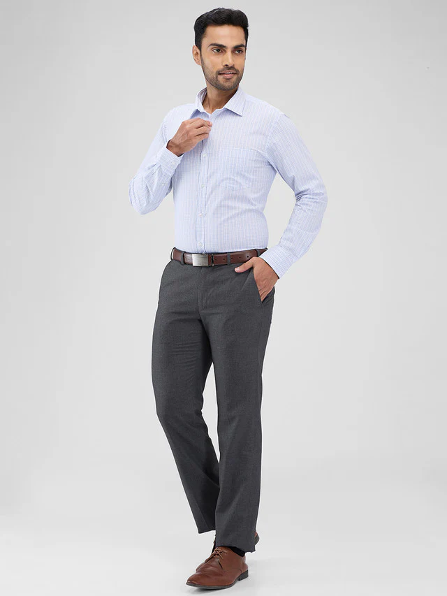 Park Avenue Grey Solid Regular Fit Polyester Blend Trouser - Image 5