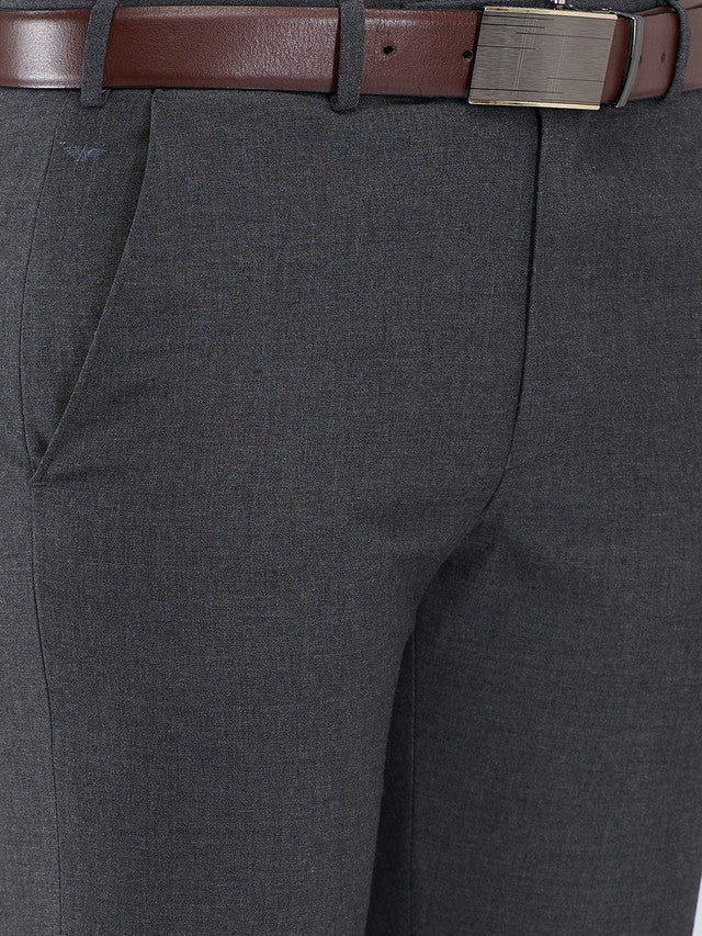 Park Avenue Grey Solid Regular Fit Polyester Blend Trouser - Image 6