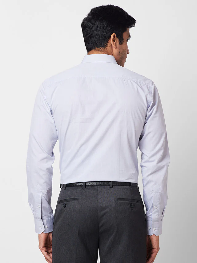 Park Avenue Grey Solid Slim Fit Cotton Formal Shirt - Image 4
