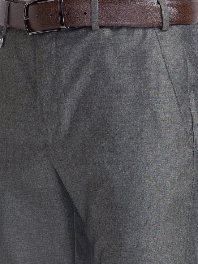 Park Avenue Grey Solid Smart Fit Polyester Blend Trouser - Image 6