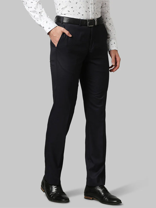 Park Avenue Grey Solid Smart Fit Terry Rayon Blend Trouser - Image 2