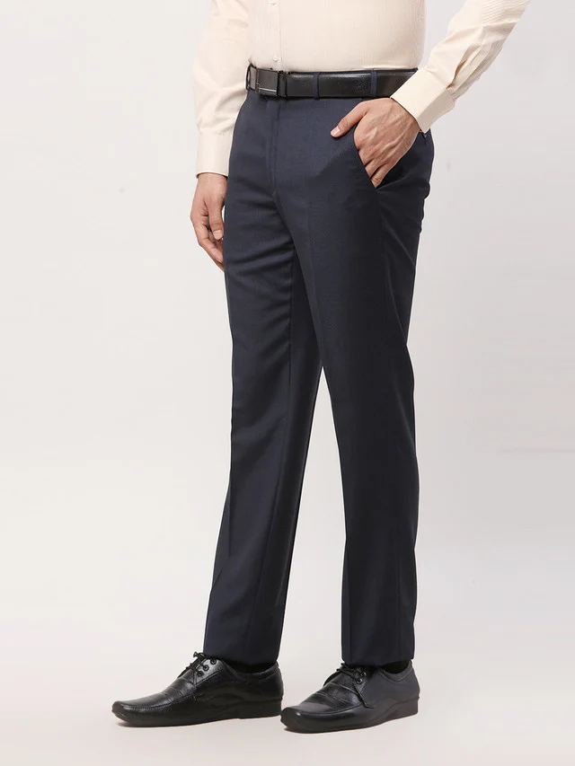 Park Avenue Grey Structure Luxus Fit Polyester Blend Trouser - Image 3