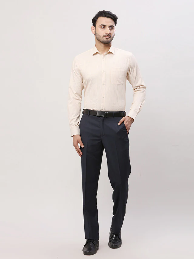 Park Avenue Grey Structure Luxus Fit Polyester Blend Trouser - Image 5