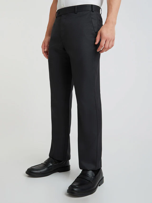 Park Avenue Grey Structure Regular Fit Polyester Blend Trouser - Image 3