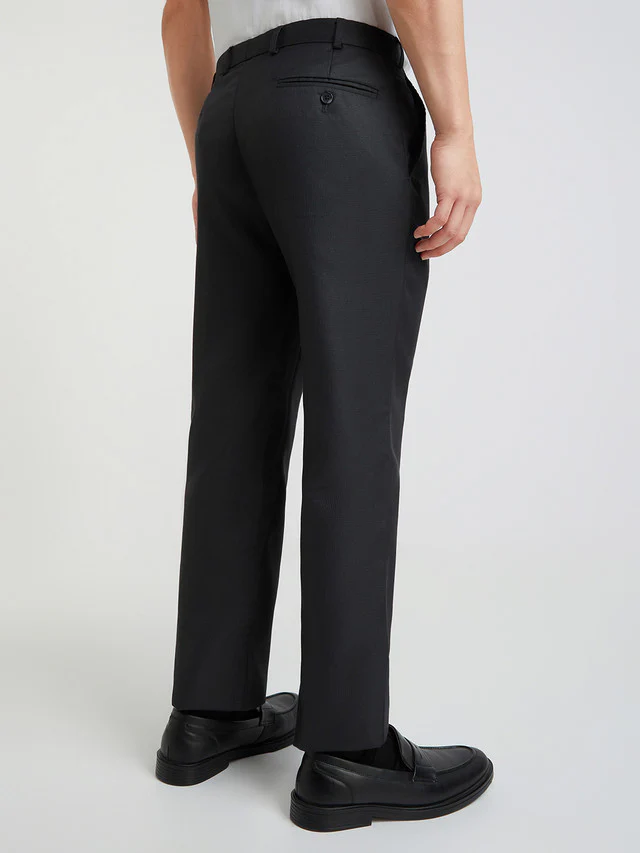 Park Avenue Grey Structure Regular Fit Polyester Blend Trouser - Image 4