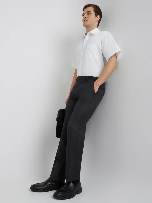 Park Avenue Grey Structure Regular Fit Polyester Blend Trouser - Image 5
