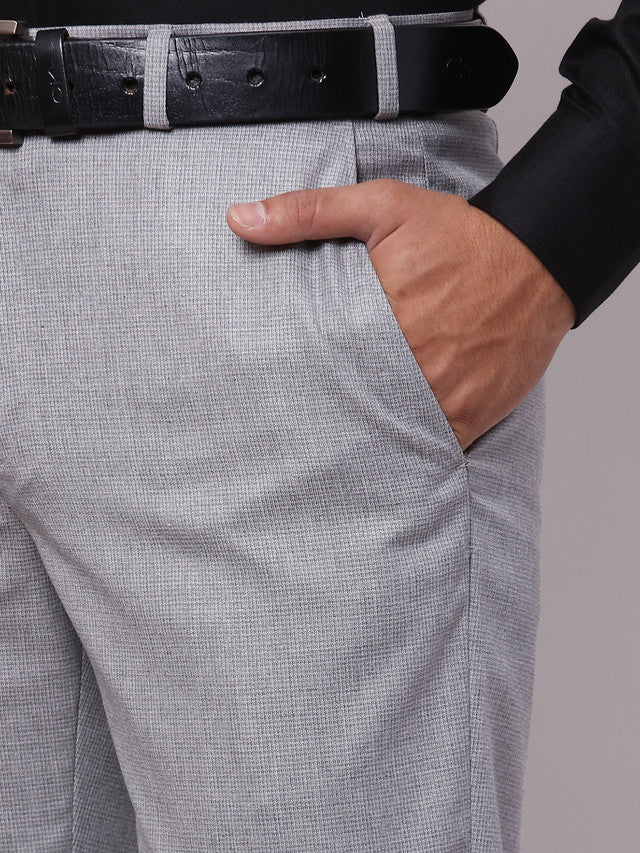 Park Avenue Grey Structure Regular Fit Polyester Blend Trouser