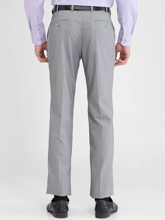 Park Avenue Grey Structure Regular Fit Polyester Blend Trouser - Image 4
