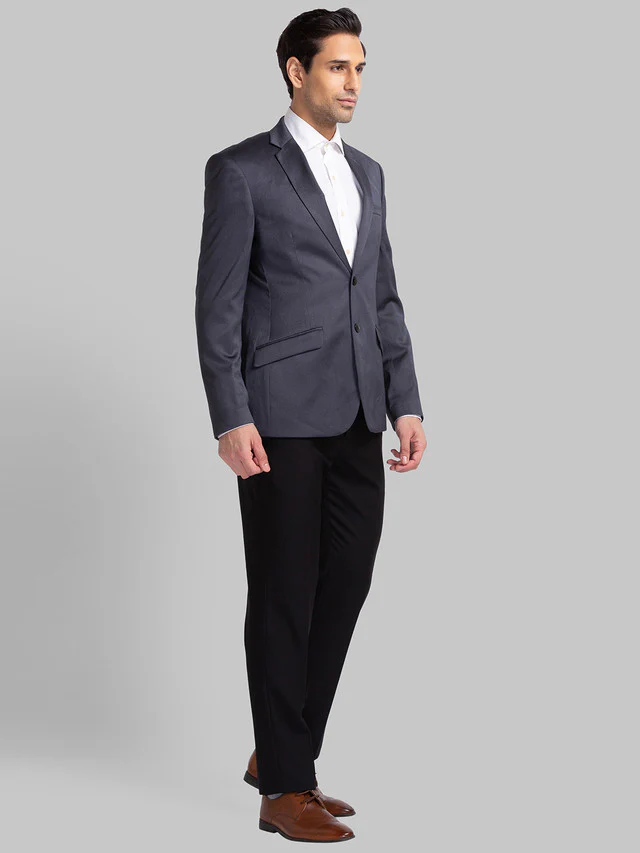 Park Avenue Grey Structure Regular Fit Terylene Blend Suit - Image 2
