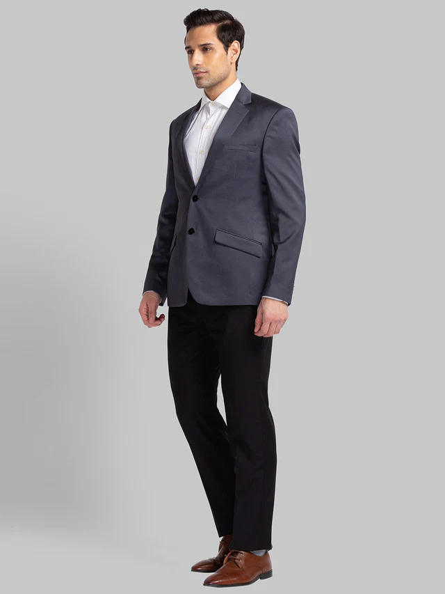 Park Avenue Grey Structure Regular Fit Terylene Blend Suit - Image 3