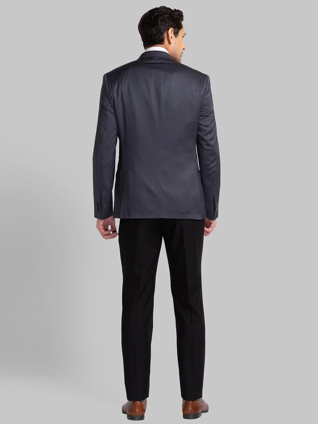 Park Avenue Grey Structure Regular Fit Terylene Blend Suit - Image 4