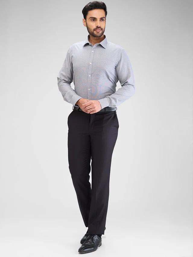 Park Avenue Grey Structure Slim Fit Cotton Blend Formal Shirt - Image 6