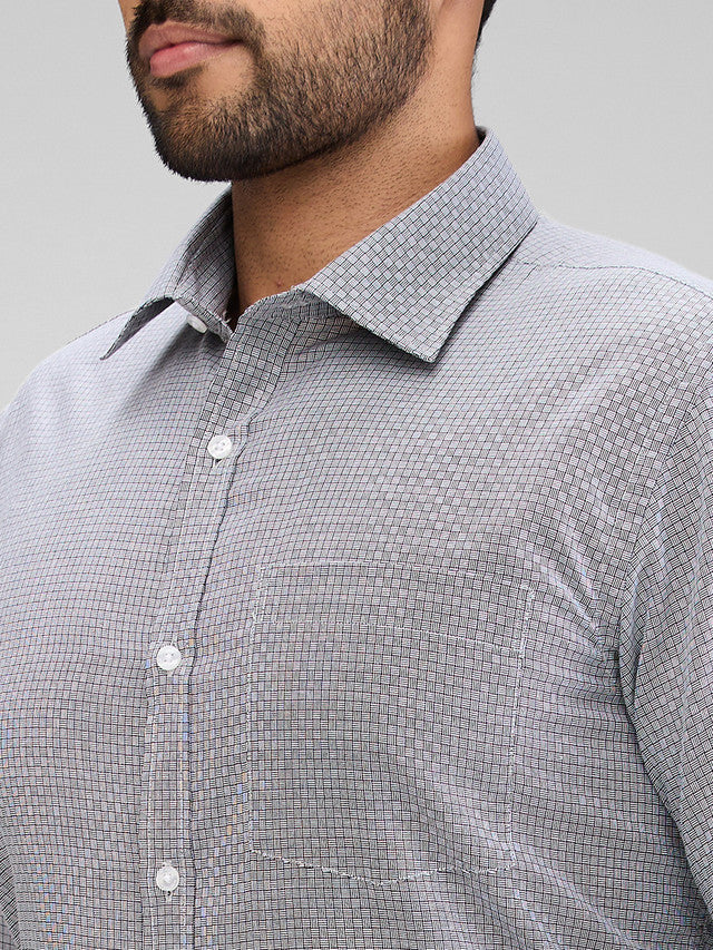 Park Avenue Grey Structure Slim Fit Cotton Blend Formal Shirt - Image 7