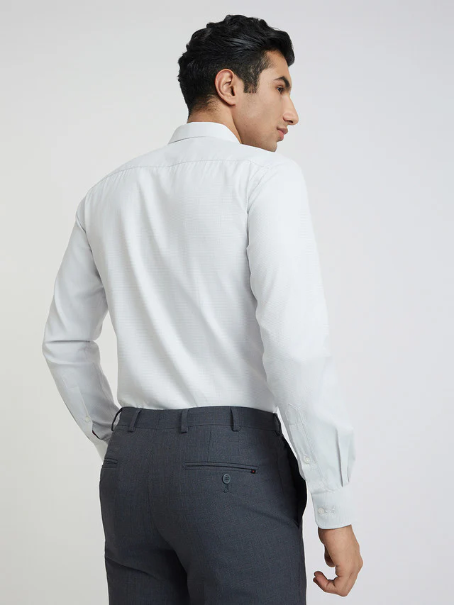 Park Avenue Grey Structure Slim Fit Cotton Blend Formal Shirt - Image 5